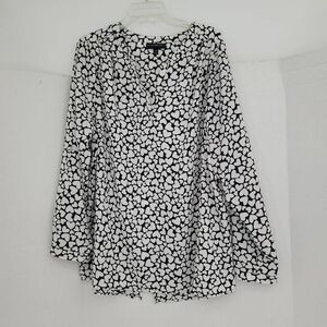Lane Bryant‎ Women's Black White Hearts Plus 18/20 Tunic Blouse Boho